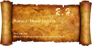 Rancz Henrietta névjegykártya